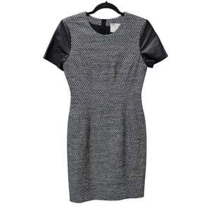 Jason Wu Womens Leather Sleeves Tweed Dress 4 Silk Lining Designer Luxury Career